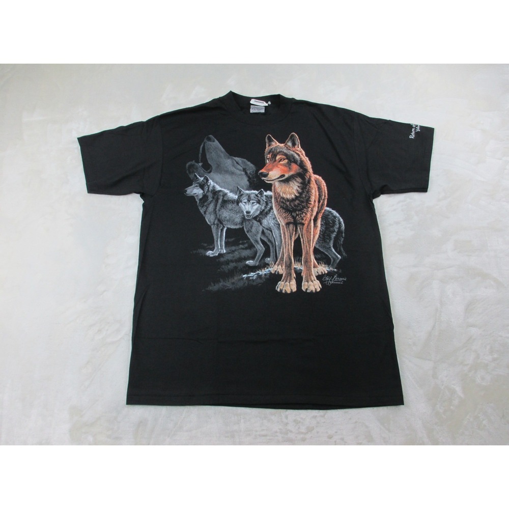 NEW VINTAGE Oneita Shirt Mens Extra Large Black Wolf Pack Cliff Bonamie 90s*